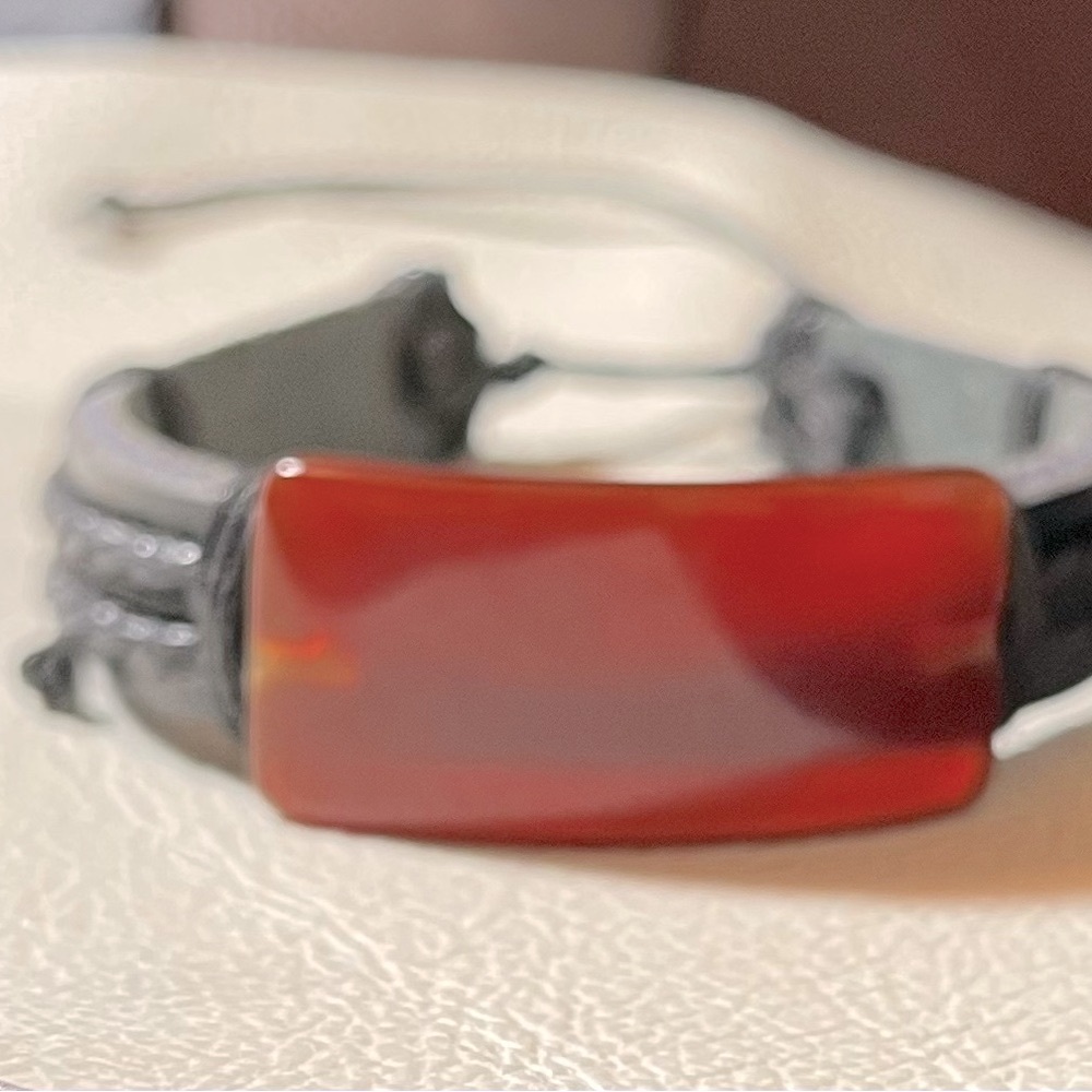 COPY - Agate Stone Leather Brown Adjustable Bracelet - Picture 3 of 6